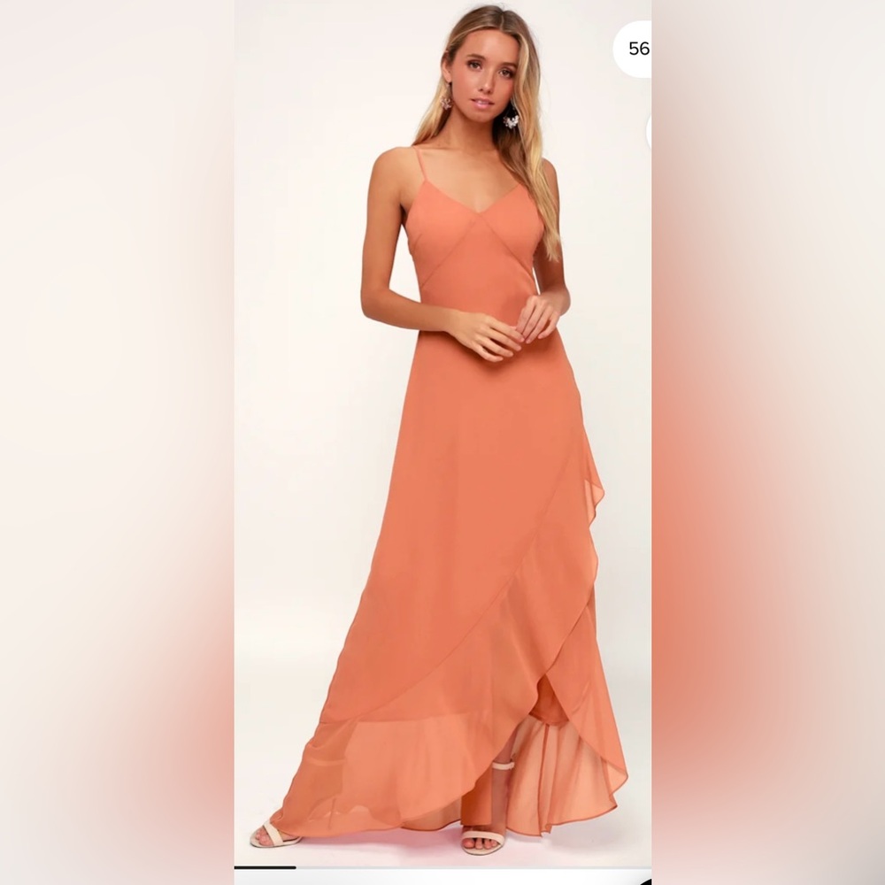 NWT Lulu's ADA Rusty Rose Spaghetti Strap  Maxi Dress Women’s Size Large.